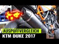 Auspuffanlagen Vergleich KTM DUKE 125   Giannelli, Leo Vince, Arrow, GP Carbon