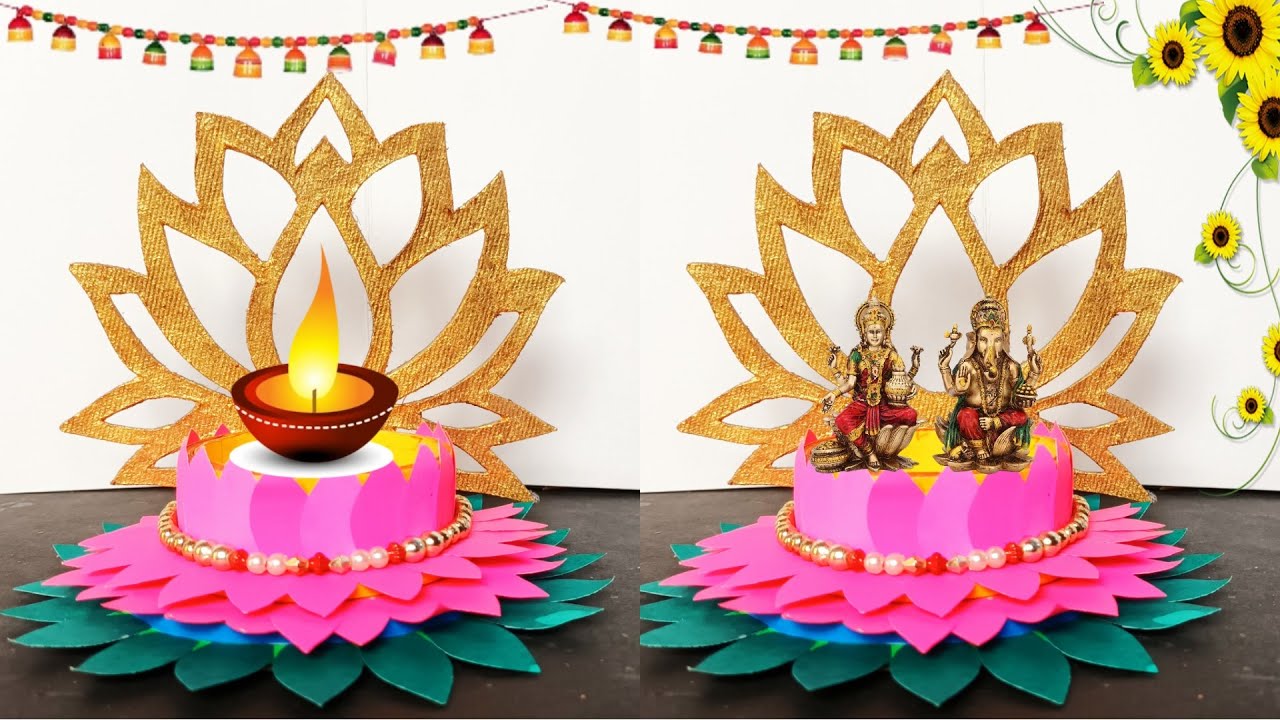 Diya Stand Making at Home/Diwali Decoration ideas/Best out of waste