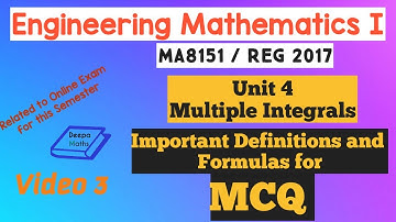 MCQ - Engg Maths 1- Unit 4 Multiple Integrals