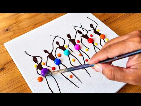 Easy Dancing Figures / Simple Acrylic Painting Technique / For Beginners