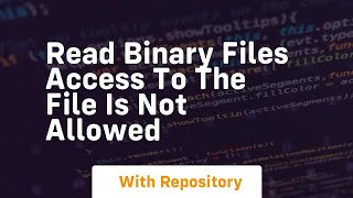 Read Binary Files Access to the file is not allowed