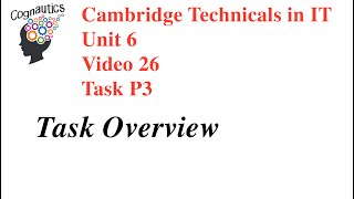 Cambridge Technicals Level 3 IT Unit 6 - Video 26 - P3 - Final Task Overview