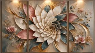 Premium 4K Living Room Art | Sculpted Gold & Pastel Blossom Ambient Loop #homedecor #4k #art screenshot 1