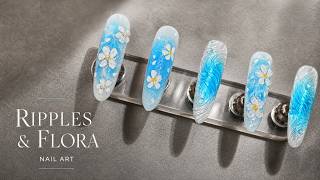 🌊Ripples & Flora Nail Art Tutorial