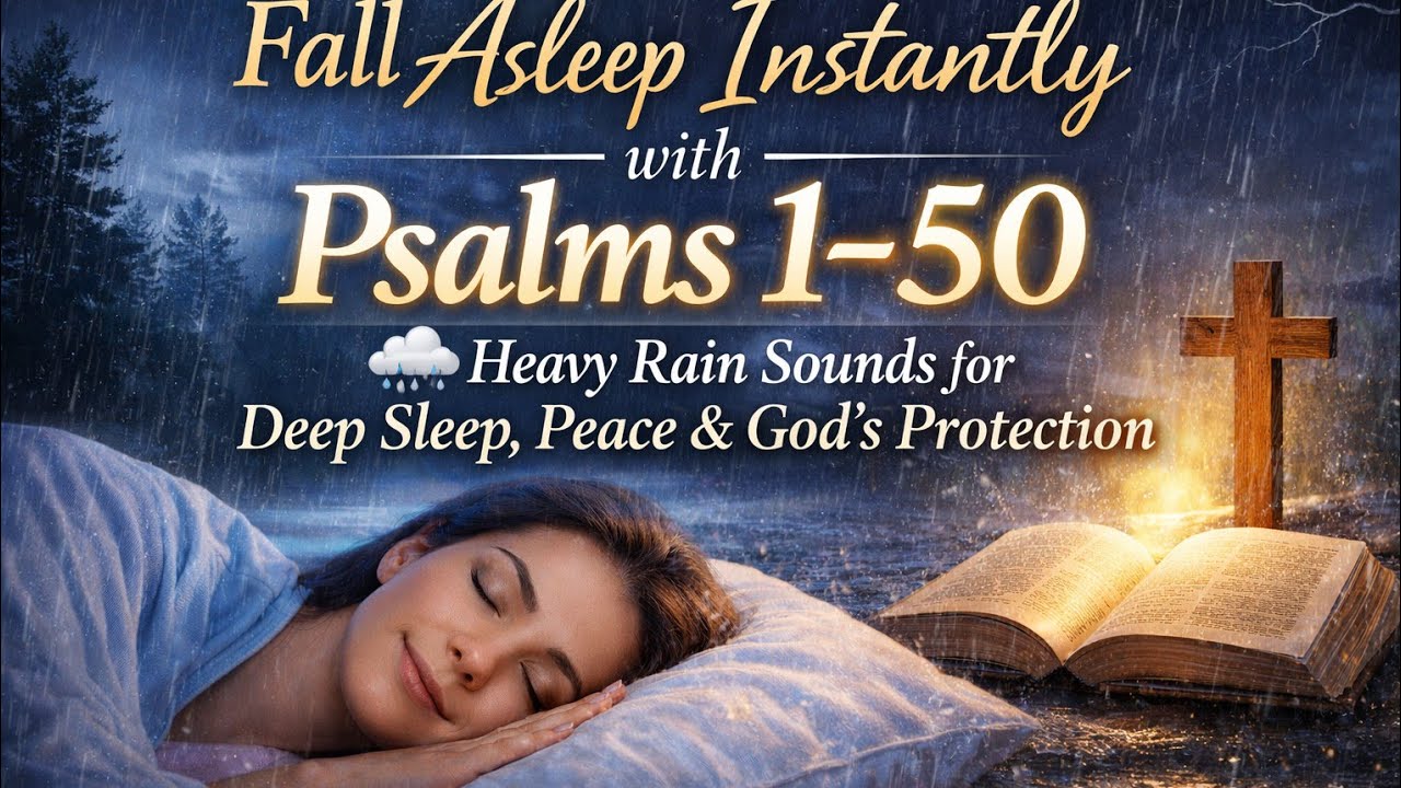 Fall Asleep Instantly with Psalms 1–50 🌧️ Heavy Rain Sounds for Deep Sleep, Peace & God’s Protection
