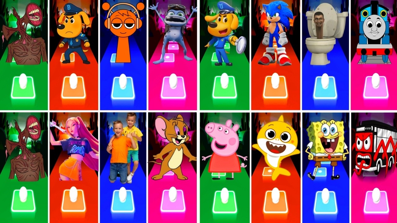 BUS EATER 🆚 SIRENHEAD 🆚TOILET MONSTER 🆚 HOUSE HEAD 🆚 ODDBODS | Tiles Hop EDM Rush!