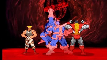 Marvel vs Capcom 2: Guile, Colossus, and Thanos arcade playthrough