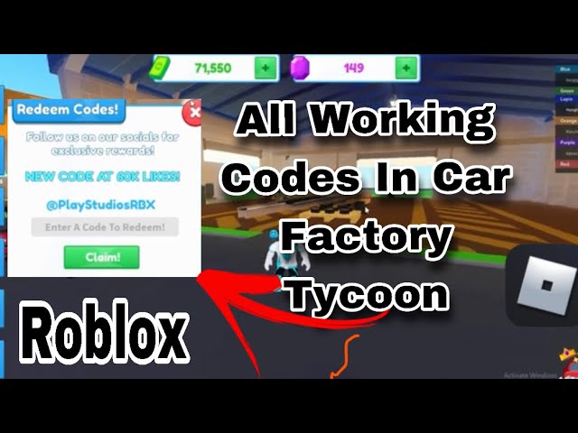 Car Factory Tycoon codes