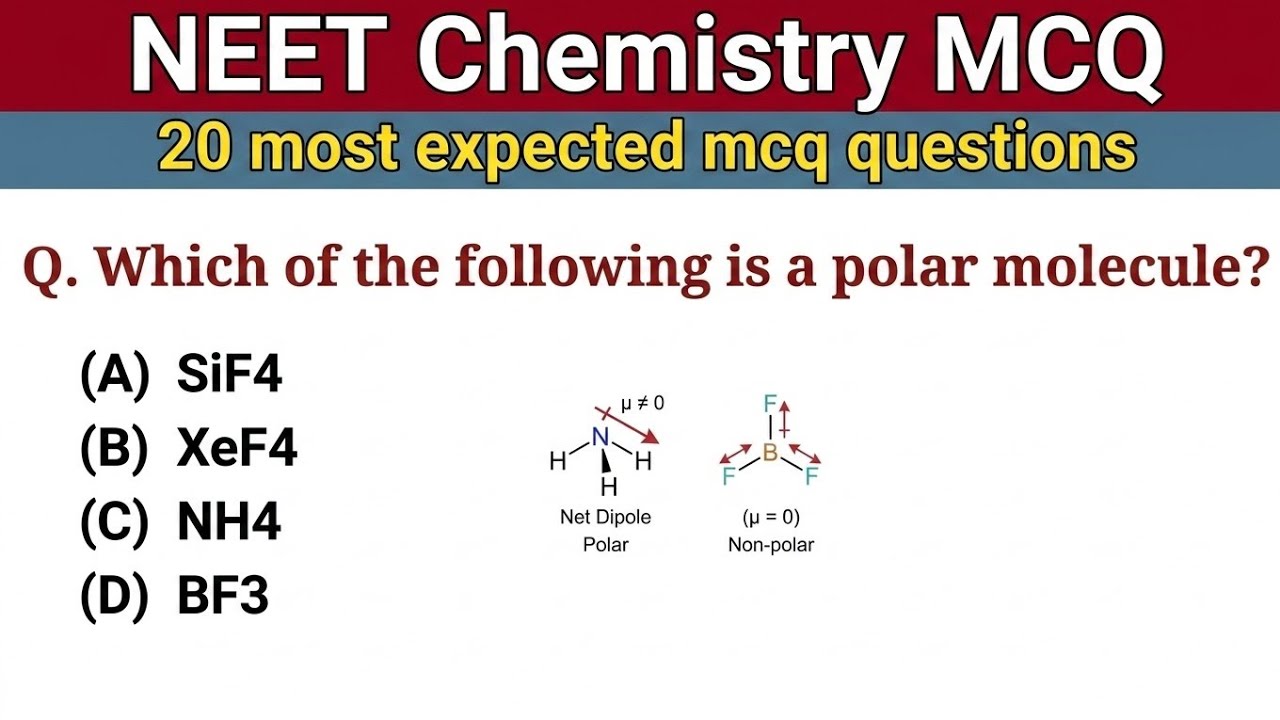 Chemistry MCQ for NEET || Most Expected MCQ Questions || Full Syllabus ...