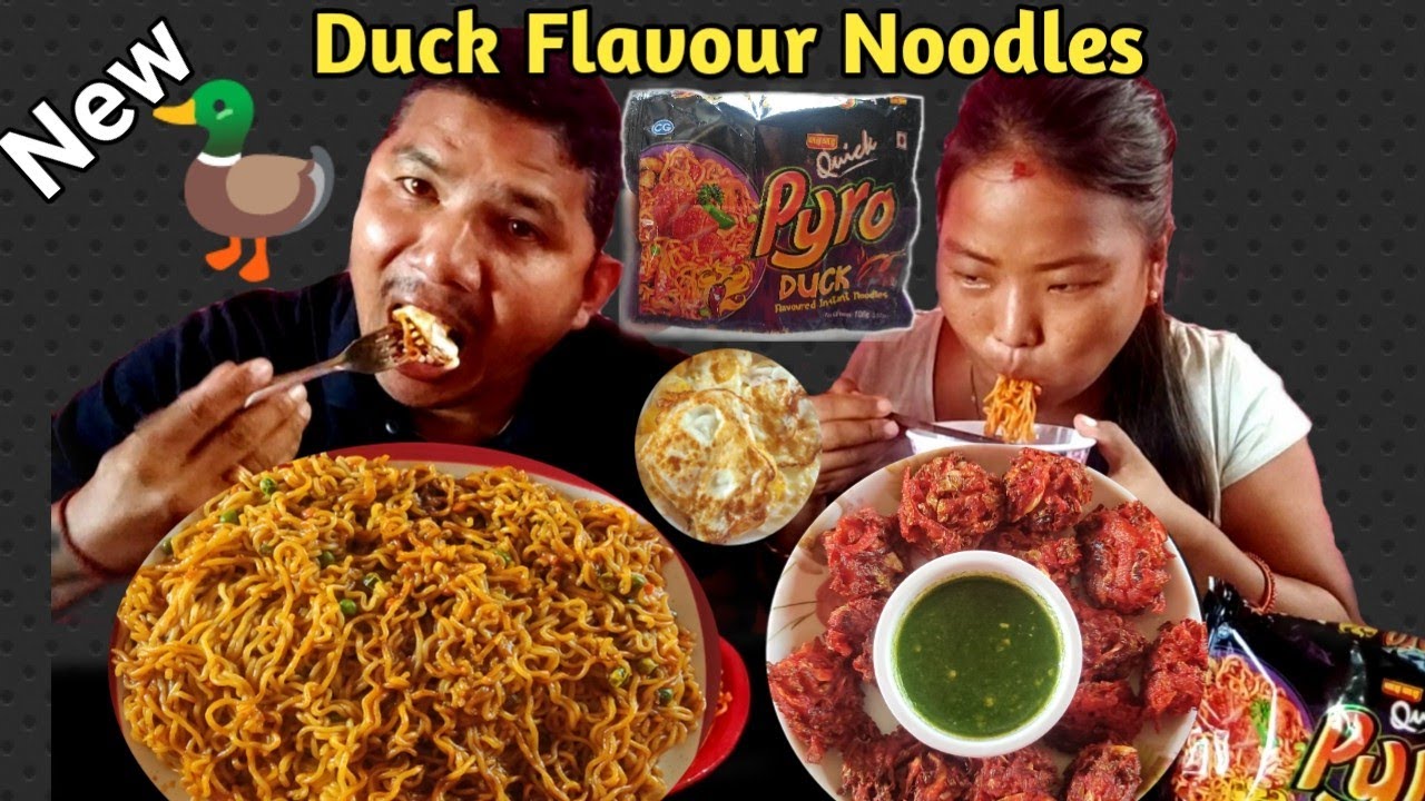 [New]Pyro Duck Flavour 🍜 Noodles|Review Mukbang|egg pouch & pakora ...