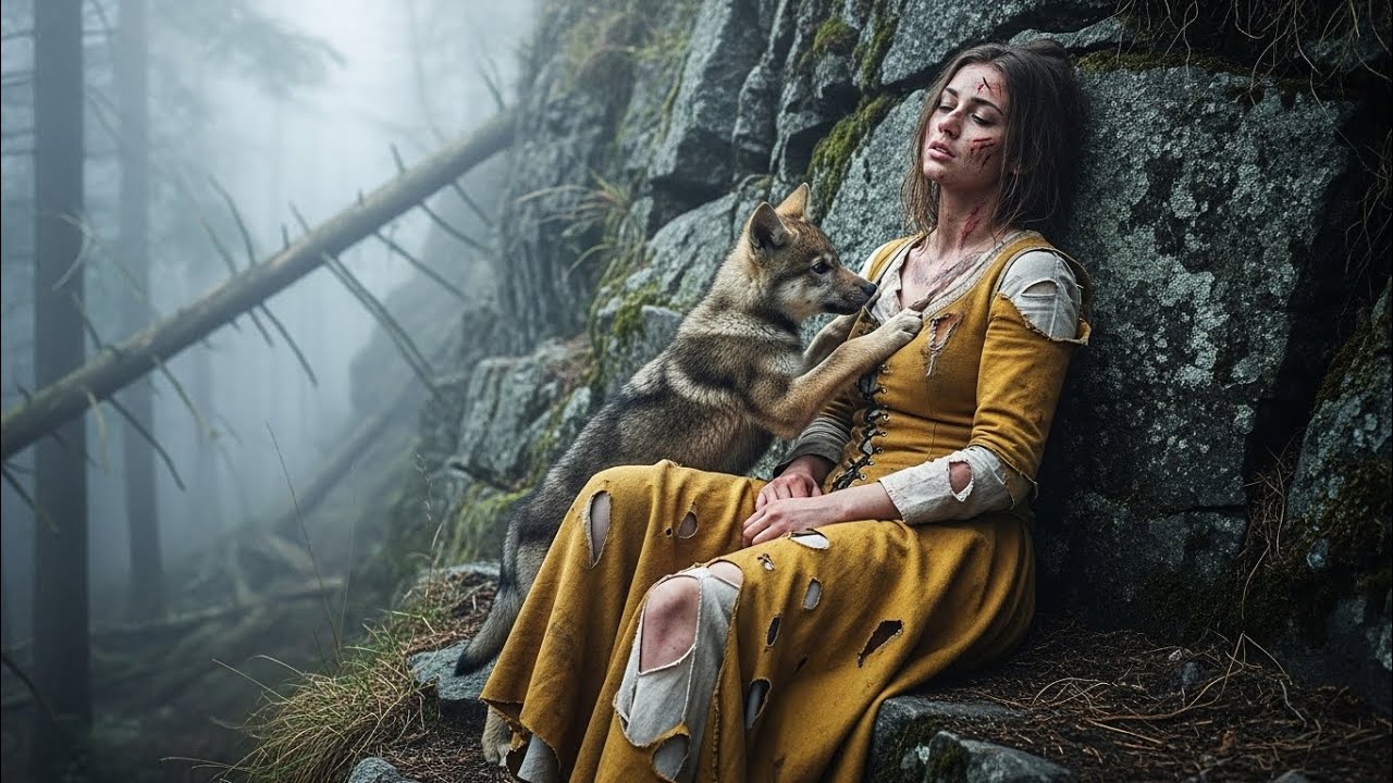 Injured Woman in Torn Yellow Dress Found by a Wolf Pup | Emotional Story