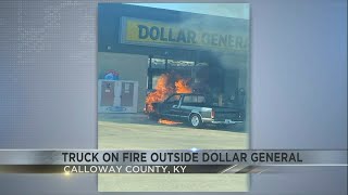 Truck catches fire outside of Dollar General store in Calloway County