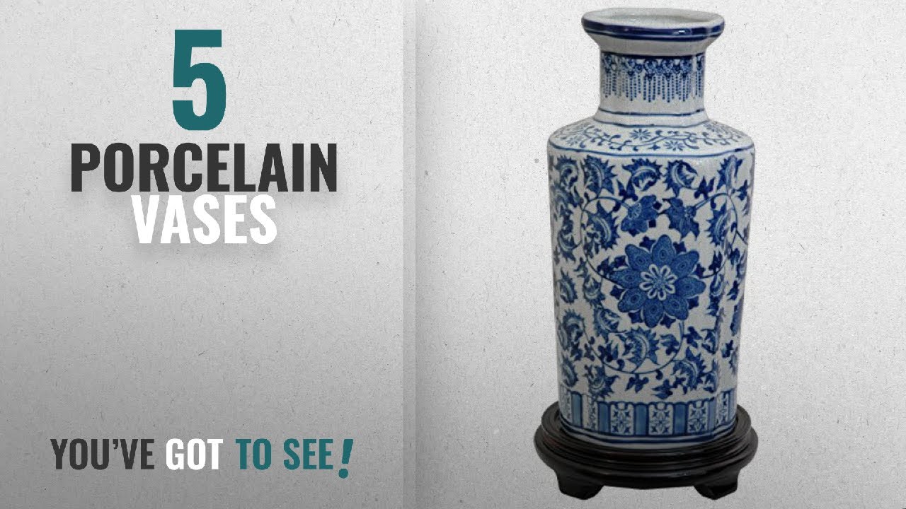 Top 10 Porcelain Vases [2018 ]: Oriental Furniture 12" Floral Blue & White Porcelain Vase