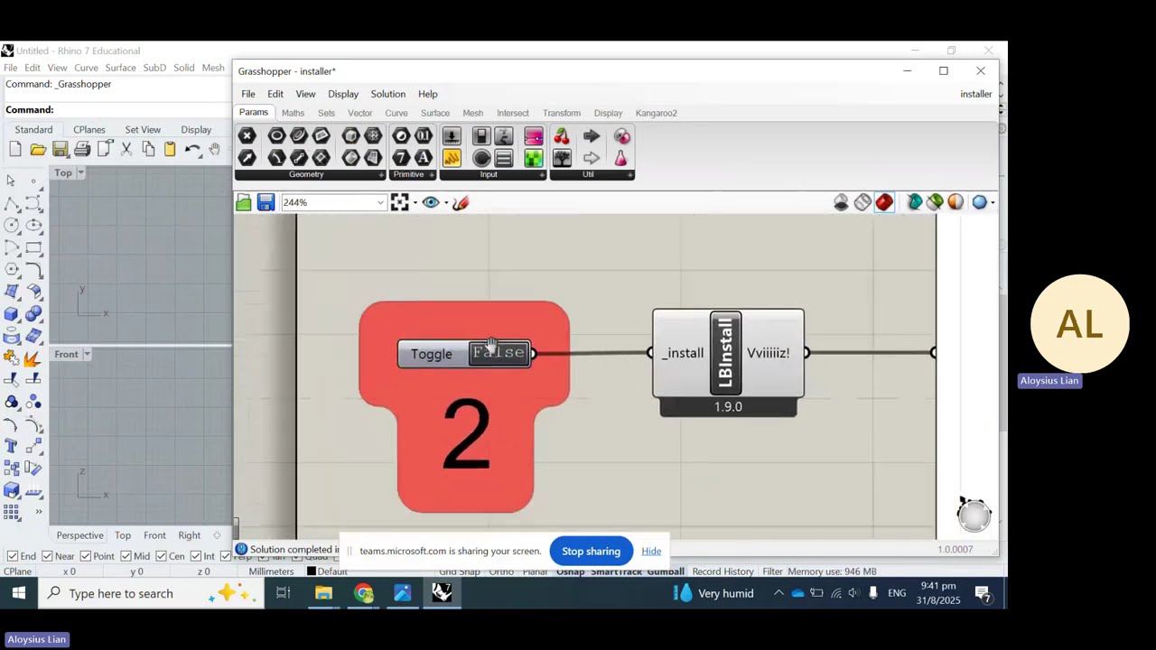 Installing Ladybug for Rhino Grasshopper