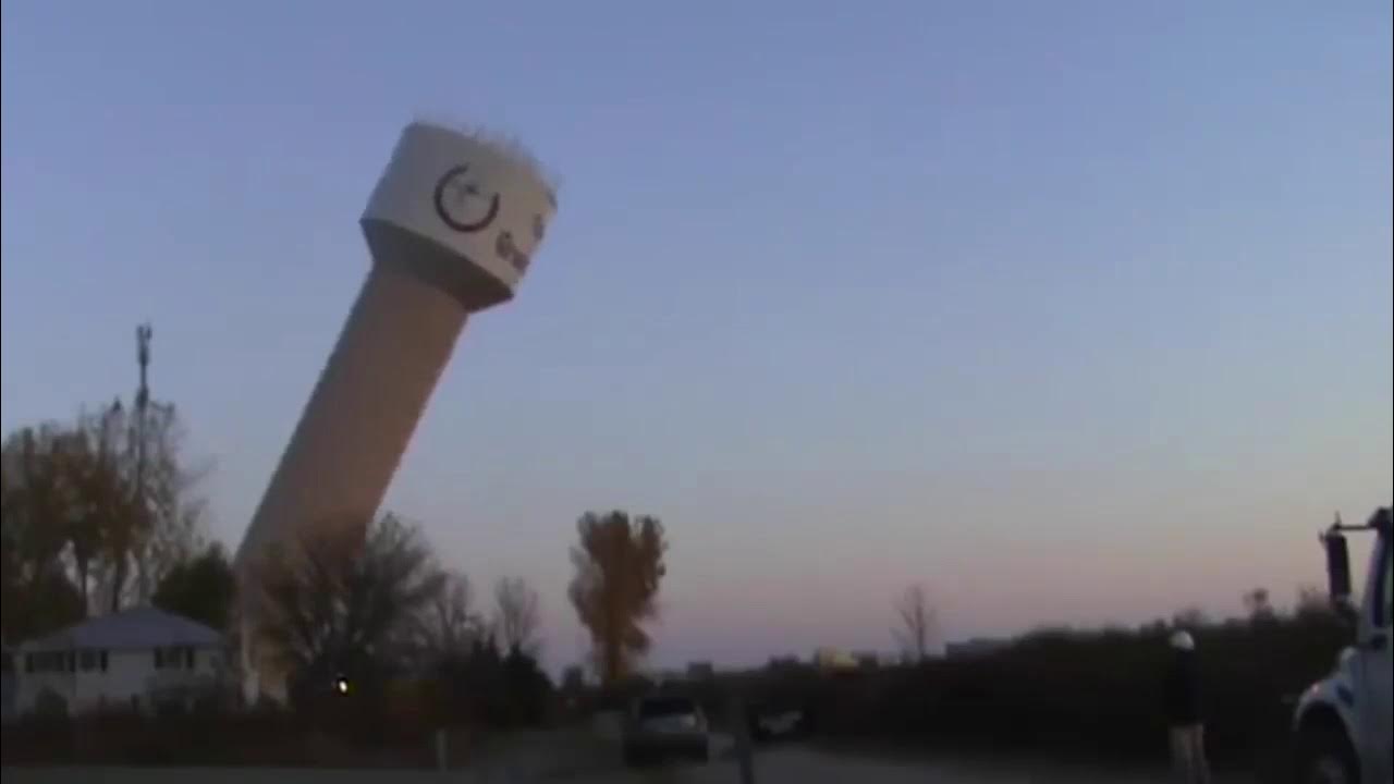 Water tower falls! YouTube