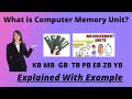 What is Computer Memory Unit?|| With Example||In Hindi || KB MB  GB  TB PB EB ZB YB || Memory Unit