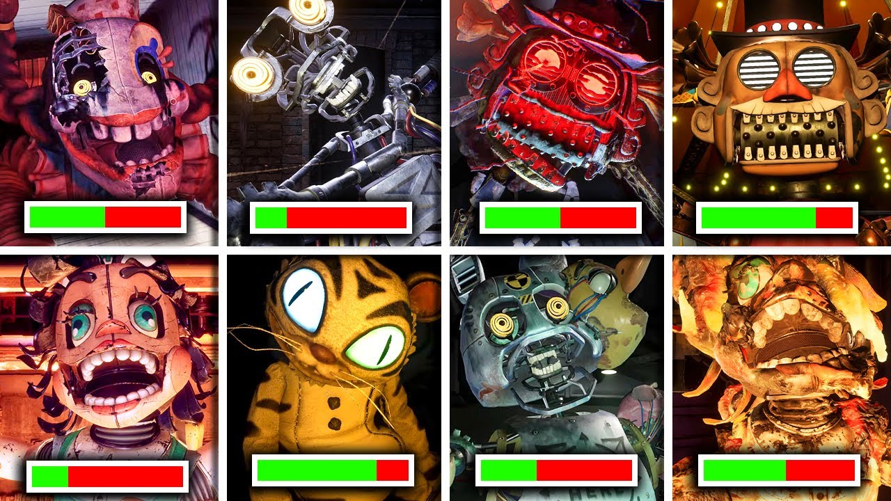 FNAF Secret of The Mimic - All CHASE Scenes With HEALTHBARS