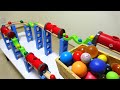 Marble run race ☆ 4 red tunnels & TrixTrack mixed course