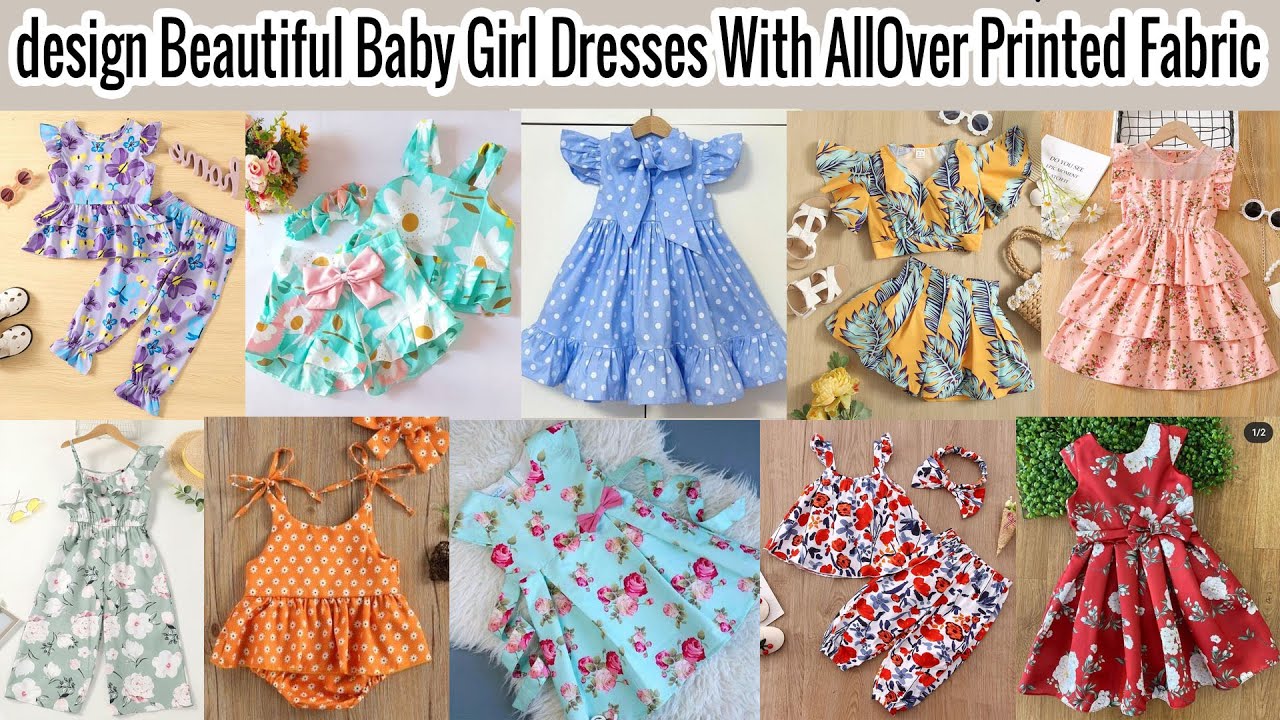 design Beautiful Baby Girl Dresses With All Over Printed Fabric /Same Print Dress Designs Baby