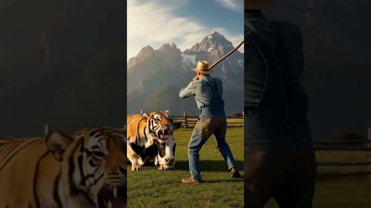 Brave Farmer Fights Off Tiger to Save His Cow 