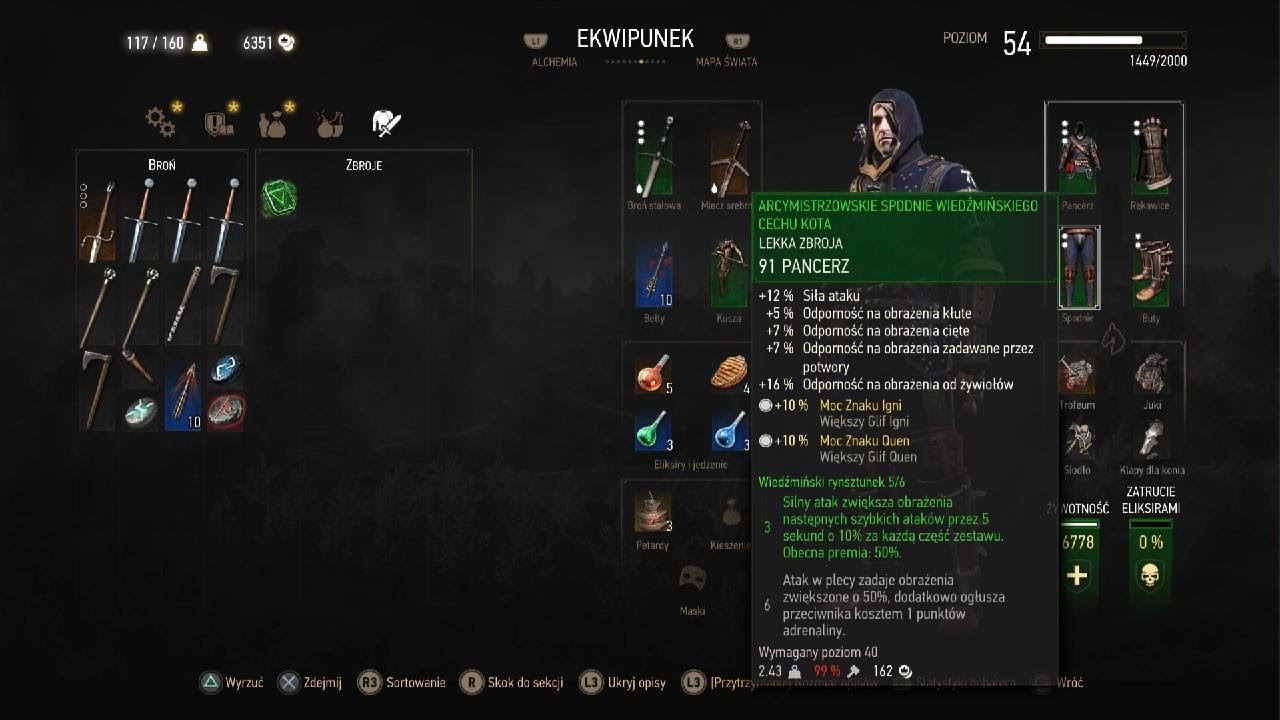 Wiedźmin 3: Dziki Gon - Build pod Rynsztunek Cechu Kota/Witcher 3: Wild Hunt - Cat School Gear Build