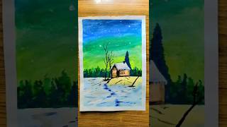 Draw Nature Landscape House Painting With Water color | Nature Painting #short #watercolor