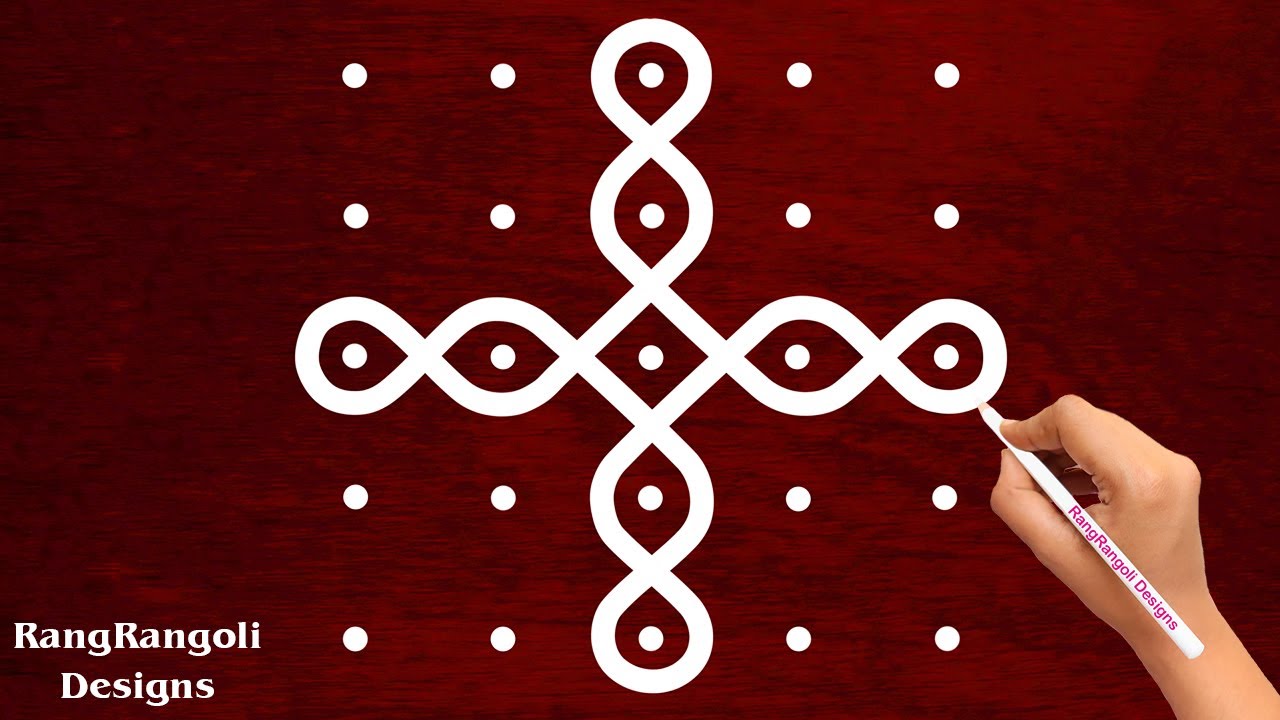 Line Rangoli 5x5 Beautiful Easy Rangoli 5X5 dots | easy rangoli rangoli designs | daily ...