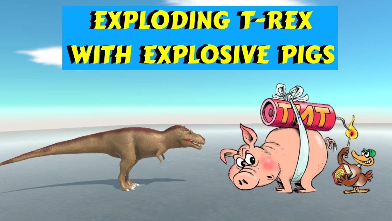 Exploding T-REX with 200x EXPLOSIVE WARTHOGS in Animal Revolt Battle ...