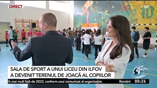 Sala de sport a liceului din Brăneşti a devenit terenul de joacă al copiilor