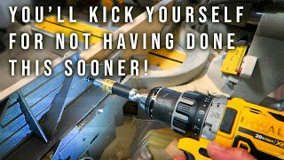 60 Second Miter Saw fix that will change the way you work! - Easy DIY Miter Saw Stop Block. screenshot 2