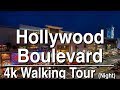 Night Walking Tour of Hollywood Boulevard | 4K Dji Osmo | Ambient Music