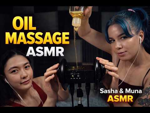 Oil Massage ASMR on 3Dio 💧 Ultra Tingly Ear Massage with Sasha & Muna (4K)