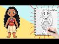How to Draw Moana Step by Step | Easy Drawing for Kids | Disney Princess Art 🎨