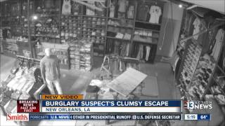 New Orleans burglary suspect's clumsy escape