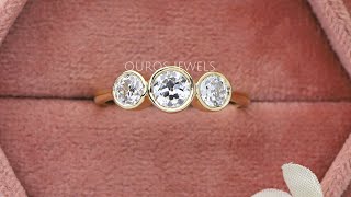 Three Stone Round  Bezel  Set Diamond Engagement Ring