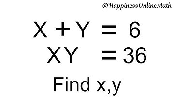 Algebra Equation | Can You Solve This? | x + y = 6, xy = 36 | Find x,y | Canada