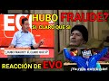 Evo Morales al enterarse que el candidato a la presidencia Luis Arce dijo que Si hubo Fraude
