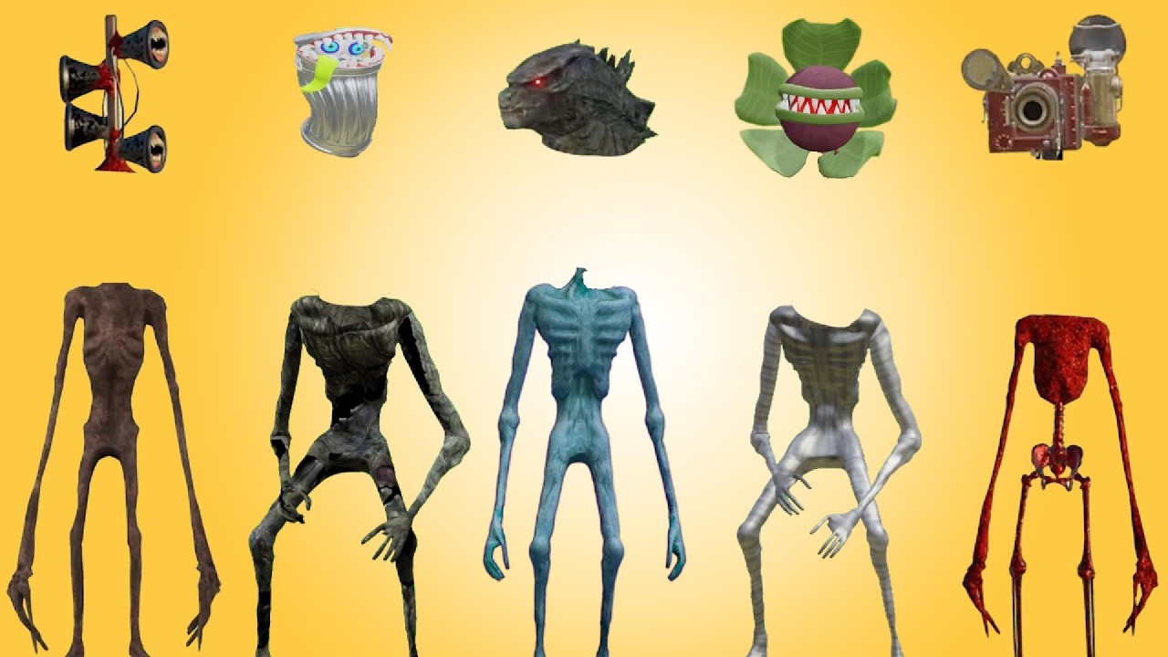 WRONG HEADS, SIREN HEAD BLOOD, SIREN HEAD TRASH, SIREN HEAD GODZILLA, SIREN FLOWER, SIREN CAMERA