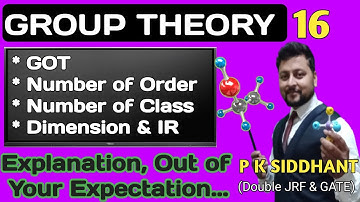 Group Theory Lec. 16 Great Orthogonality Theorem, Order, Class, Dimension, IR, Chemistry By Siddhant