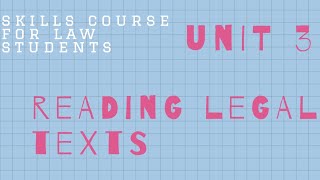 SCL1501 | READING LEGAL TEXTS
