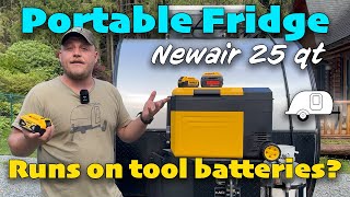 Mini Fridge Runs on Tool Batteries - Newair 25 qt