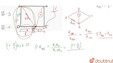 ABCD is a square where each side is a uniform wire of resistance 1Omega. A point E lies on CD su...