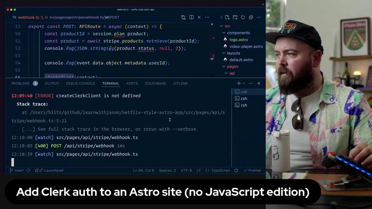 Clerk auth and astro no client side javascript version youtube