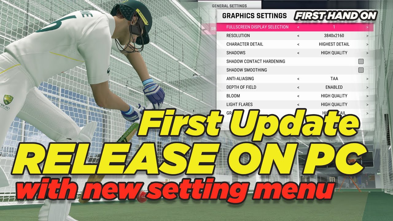 The FIRST CRICKET 22 NEW UPDATE FOR PC ON STEAM , ADD GRAPHIC SETTING