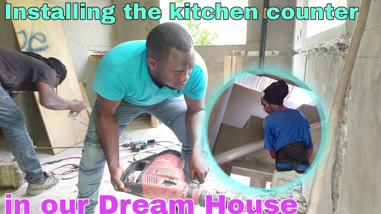 Installing the kitchen counter in our Dream House, another excited