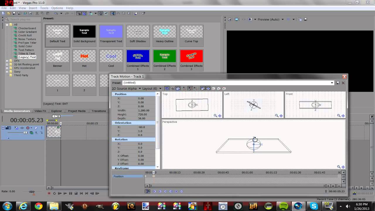 flipping text sony vegas