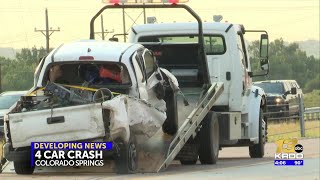 Two hospitalized after 4-vehicle crash on I-25 near South Academy, southbound lanes closed