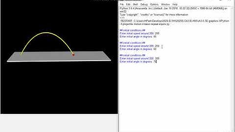VPython projectile motion - basic repeat trail, inputs