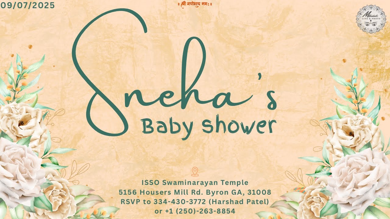 Sneha’s Baby Shower || Sneha Jimi Patel || 09/07/2025 || Byron.GA