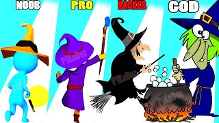 NOOB vs PRO vs HACKER vs GOD in Spell Run 3D screenshot 1